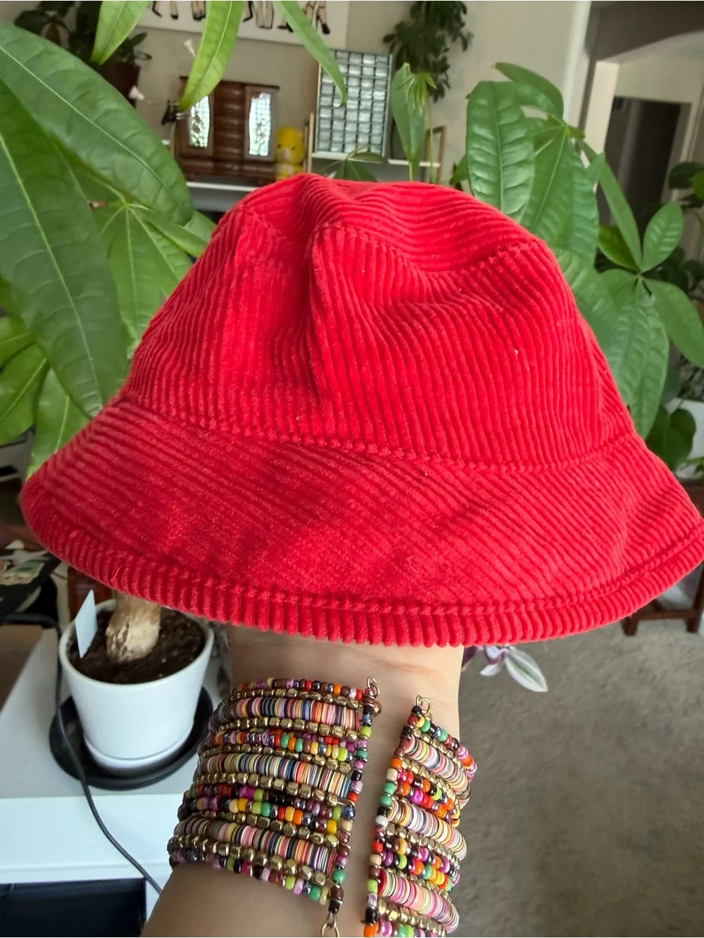 OshKosh B'gosh Bright Red Vintage Corduroy Bucket Hat with Embroidered Logo